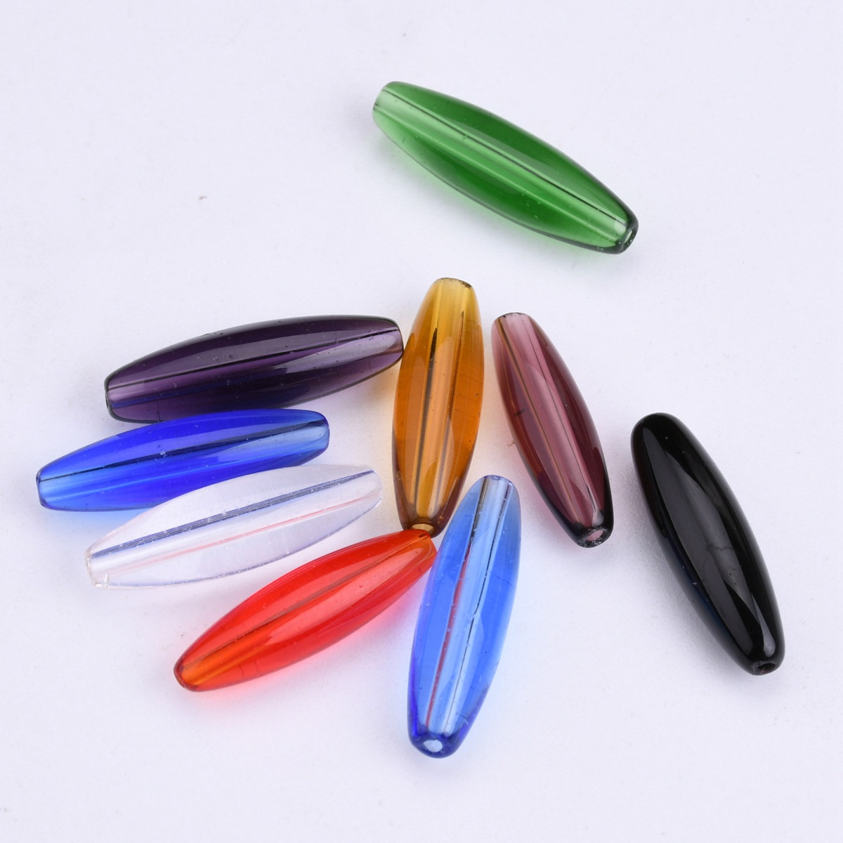 Crimp Bead Tube - 20pcs รูปไข่หลอดรูปร่าง 22 มม.x 6 มม.แก้วคริสตัลเคลือบเงาลูกปัดแบบหลวมสําหรับเครื่องประดับทําหัตถกรรม