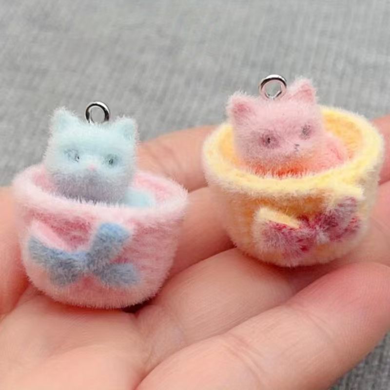 Jewelry Making Earrings - จี้แมวเรซิน 3D แบบนุ่ม 4 ชิ้น สำหรับทำเครื่องประดับ