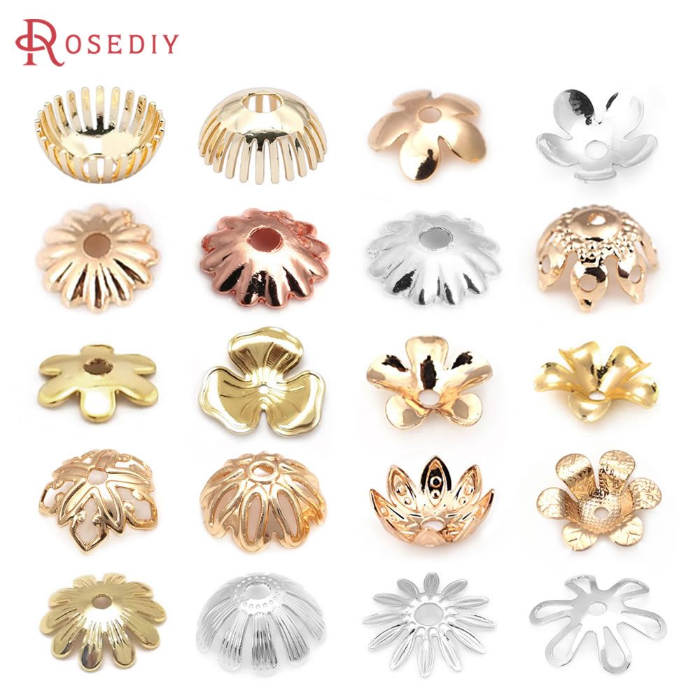 Bead Cap Flower - ลูกปัดทองเหลืองสีทอง 18K รูปทรงดอกไม้ สำหรับทำสร้อยคอ ต่างหู อุปกรณ์ตกแต่งเครื่องประดับคุณภาพสูง