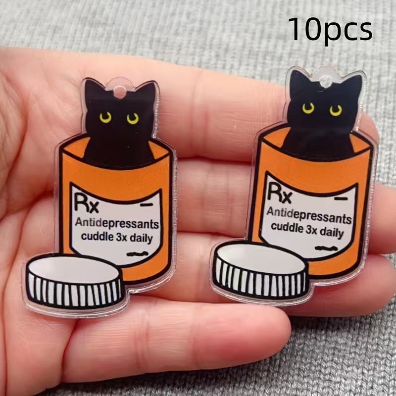 Jewelry Making Earrings - จี้อะคริลิครูปแมวสำหรับทำเครื่องประดับ DIY จำนวน 10 ชิ้น สำหรับทำต่างหู