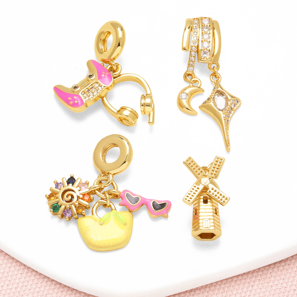Jewelry Making Game - จี้รูปจอยเกมเคลือบสีชมพู OCESRIO สำหรับสร้อยคอ ทองแดงชุบทอง อุปกรณ์ทำเครื่องประดับหูฟัง pdtb849