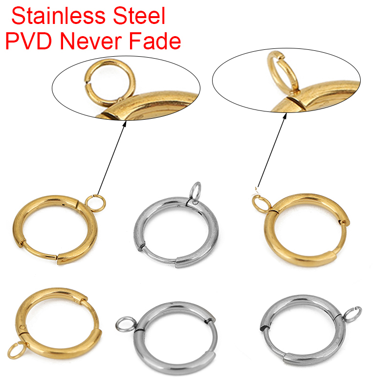 Jewelry Making Thread - 10pcs PVD ไม่เคยจางหายต่างหูตะขอทํา 16 มม.Hypoallergenic สแตนเลสต่างหู