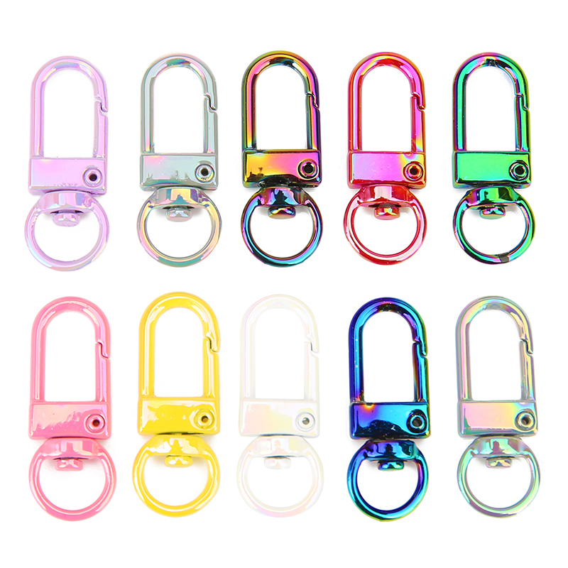 Jewelry Making Hoops - 10pcs โลหะที่มีสีสันพวงกุญแจหัวเข็มขัดหมุน 3.4 ซม.กุ้งก้ามกราม Clasps Hooks