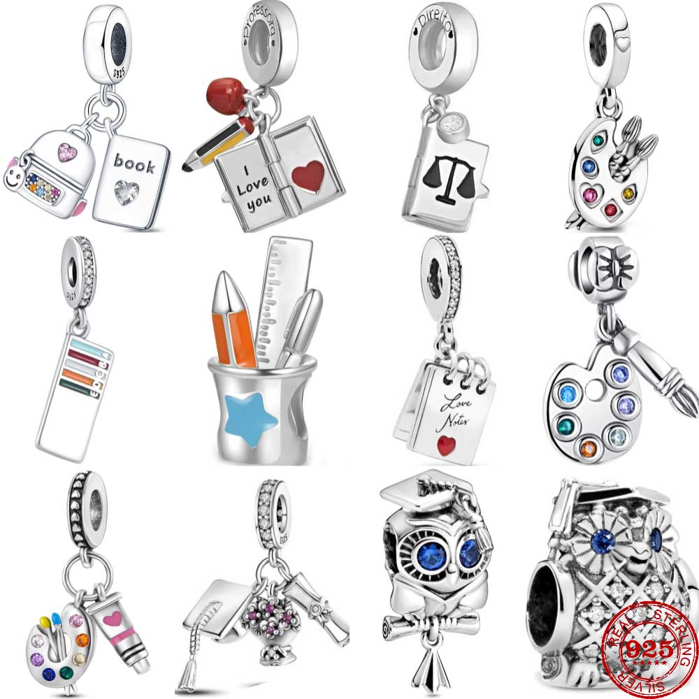 Jewelry Making Journal - 2024 ใหม่ 925 เงินสเตอร์ลิงอ่านหนังสือครู Graduation Charm