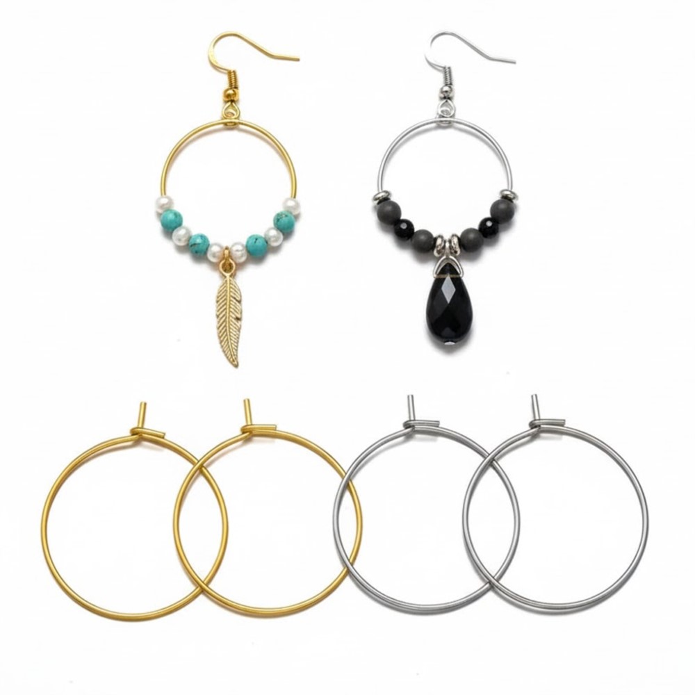 Jewelry Making Rings - ต่างหูห่วงสแตนเลส 316 สีทอง/เงิน ขนาด 15 20