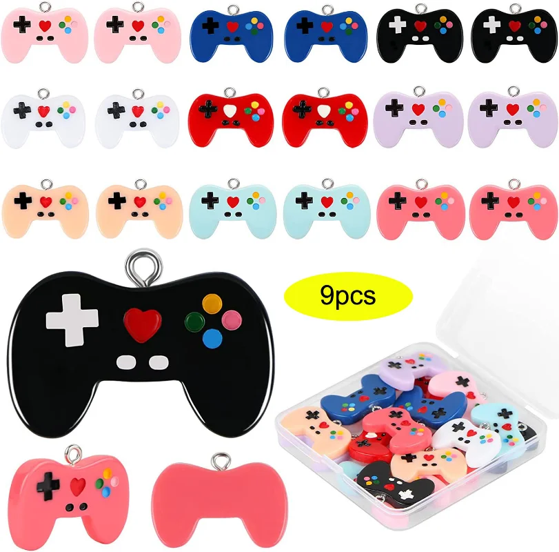 Jewelry Making Game - 9 ชิ้นวิดีโอเกม Charms จี้แหวนเรซิ่นวิดีโอเกมลูกปัดผู้หญิง DIY เครื่องประดับ