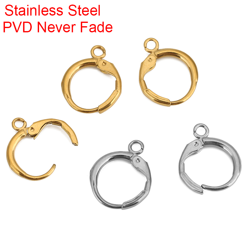 Jewelry Making Earrings - 10pcs PVD ไม่เคยจางหายสแตนเลสต่างหูตะขอห่วง 12 มม.Hypoallergenic ต่างหู