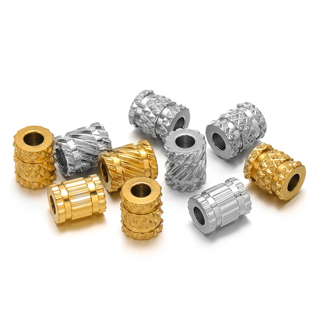 Crimp Bead Tube - 20pcs PVD สแตนเลสสตีล Big Hole ลูกปัดหลอดหลวม