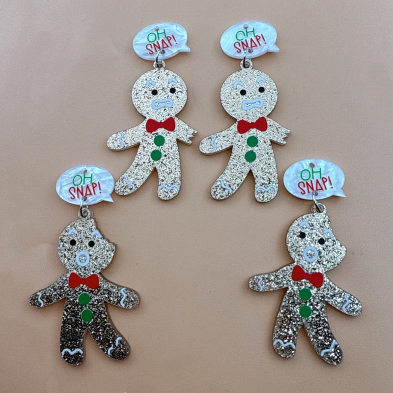 Jewelry Making Earrings - จี้รูปคนขนมปังขิงน่ารัก 10 ชิ้น สำหรับทำเครื่องประดับ DIY เช่น