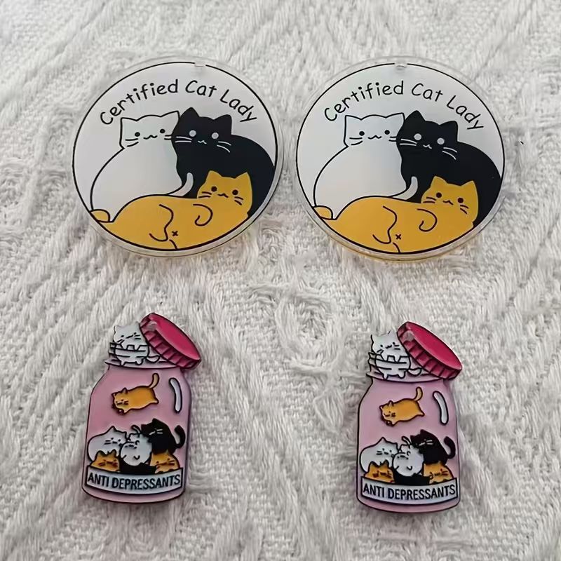 Jewelry Making Earrings - จี้อะคริลิคแมวน่ารัก 10 ชิ้น, อุปกรณ์ทำเครื่องประดับ DIY สำหรับต่างหู