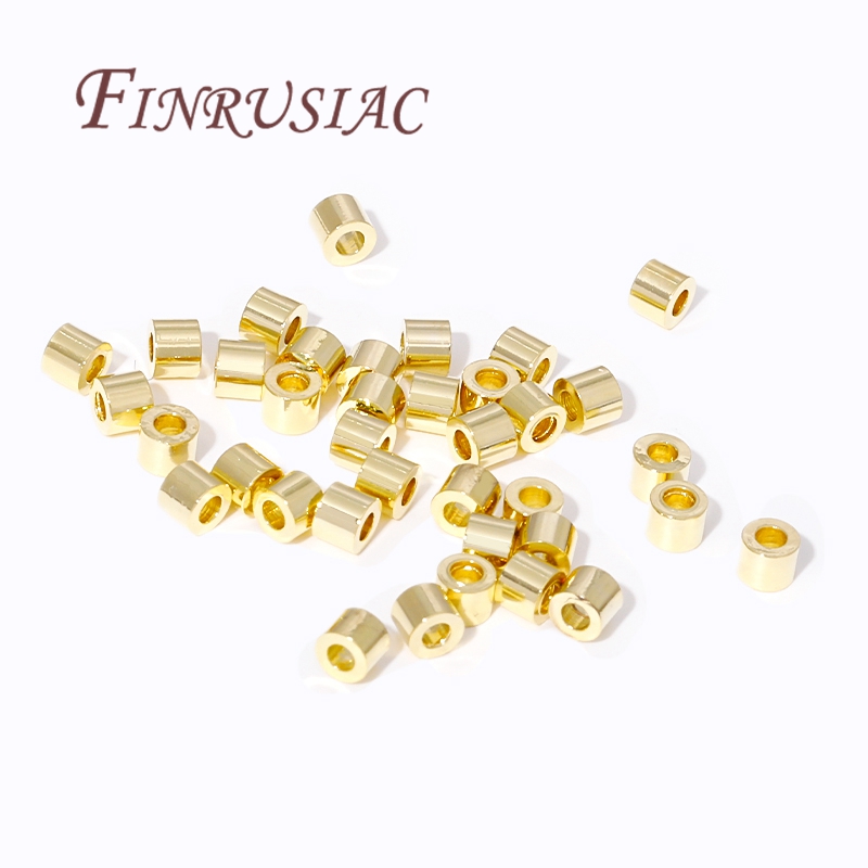 Crimp Bead Tube - 2.5*2 มม.ลูกปัดสําหรับเครื่องประดับ 18K Gold Plated ลูกปัดโลหะแยก,สร้อยข้อมือลูกปัดสําหรับ