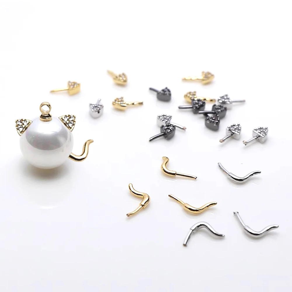 Beading Needle Fine - 8 ชิ้นทองเหลืองชุบทองแท้น่ารักหูหมุดหาง DIY ทําให้เครื่องประดับแฟชั่นตุ๊กตามุกบาร็อคอุปกรณ์เสริมวัสดุ