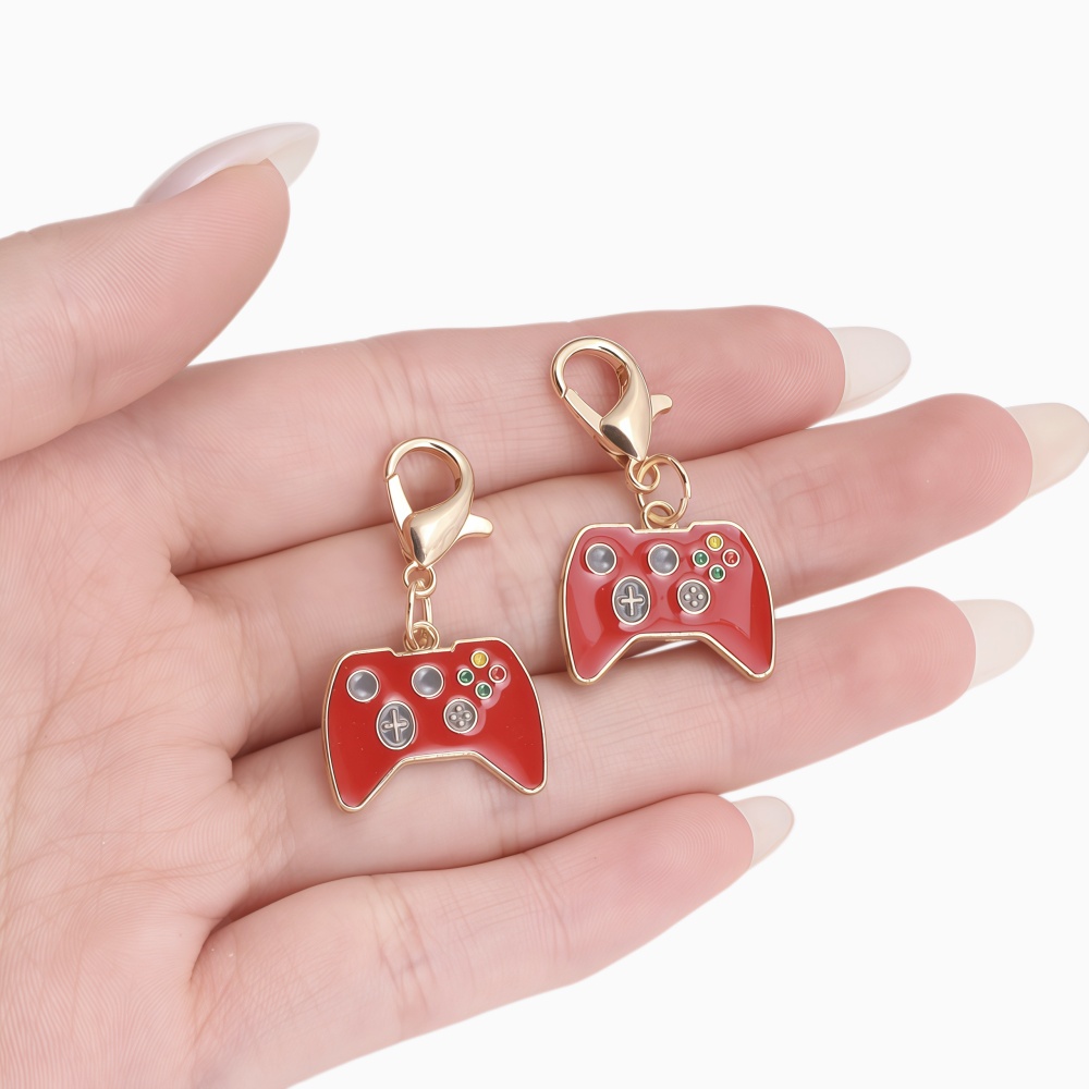 Jewelry Making Game - ชุดจี้โลหะเคลือบลายจอยเกม 10 ชิ้น พร้อมตะขอเกี่ยวแบบก้ามปู สำหรับทำเครื่องประดับ DIY