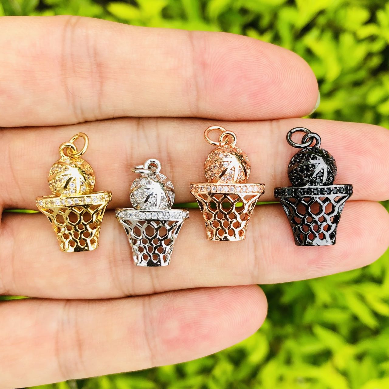 Jewelry Making Game - จี้รูปบาสเกตบอลประดับเพชรเซอร์โคเนีย 5 ชิ้น สำหรับทำเครื่องประดับผู้หญิง DIY สร้อยข้อมือ