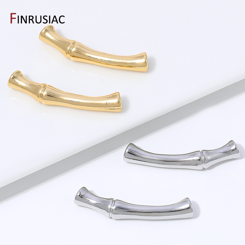 Crimp Bead Tube - ลูกปัดทองเหลืองชุบทอง 18K รูปทรงท่อ, ลูกปัดรูปทรงข้อไม้ไผ่แบบมีรูทะลุ สำหรับทำเครื่องประดับ DIY