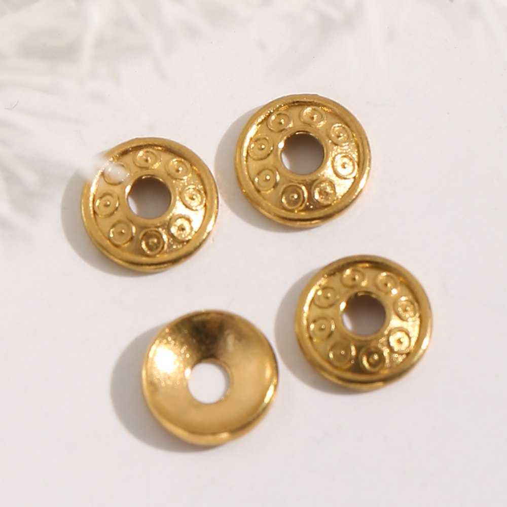 Bead Cap Flower - ลูกปัดสแตนเลสสตีลสีทองรูปดอกไม้ ขนาด 6 มม. จำนวน 20