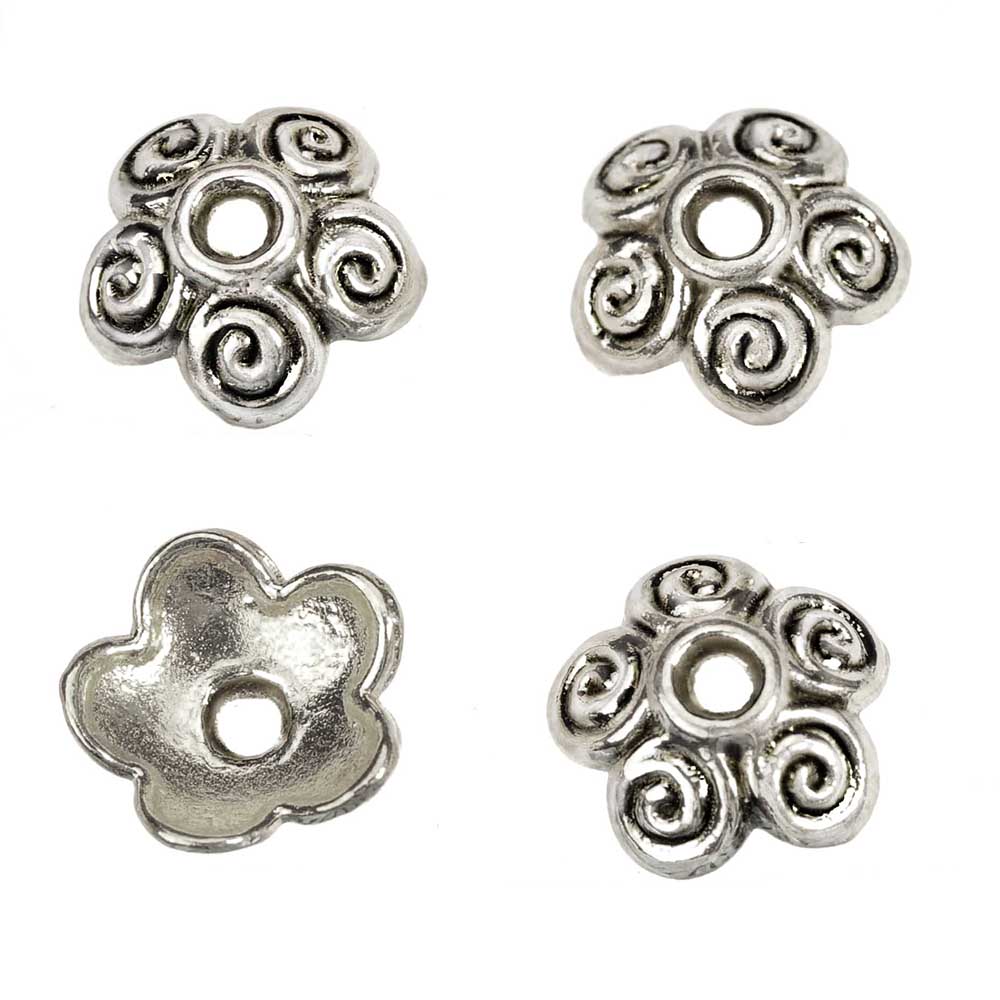 Bead Cap Flower - อุปกรณ์ทำเครื่องประดับ ฝาครอบลูกปัดเงิน สำหรับงานประดิษฐ์ลูกปัด 100 ชิ้น จี้พู่ห้อย