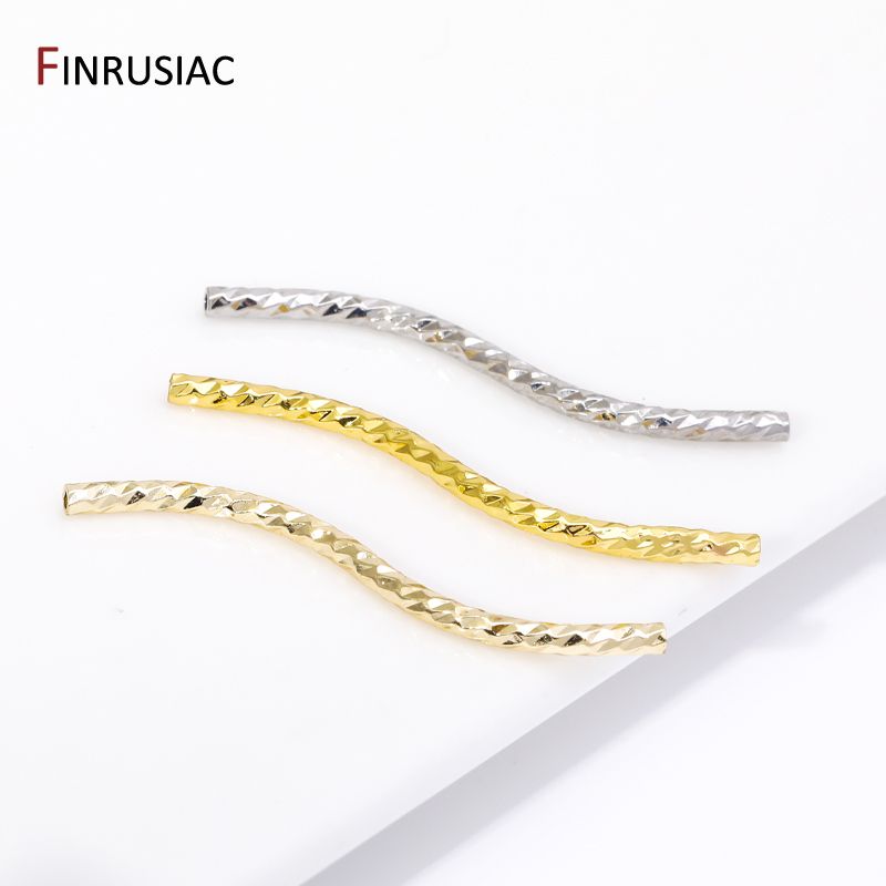 Crimp Bead Tube - ทองเหลืองชุบทอง 14/18K ขนาด 20/30 มม. ลูกปัดทรงโค้งรูปตัว