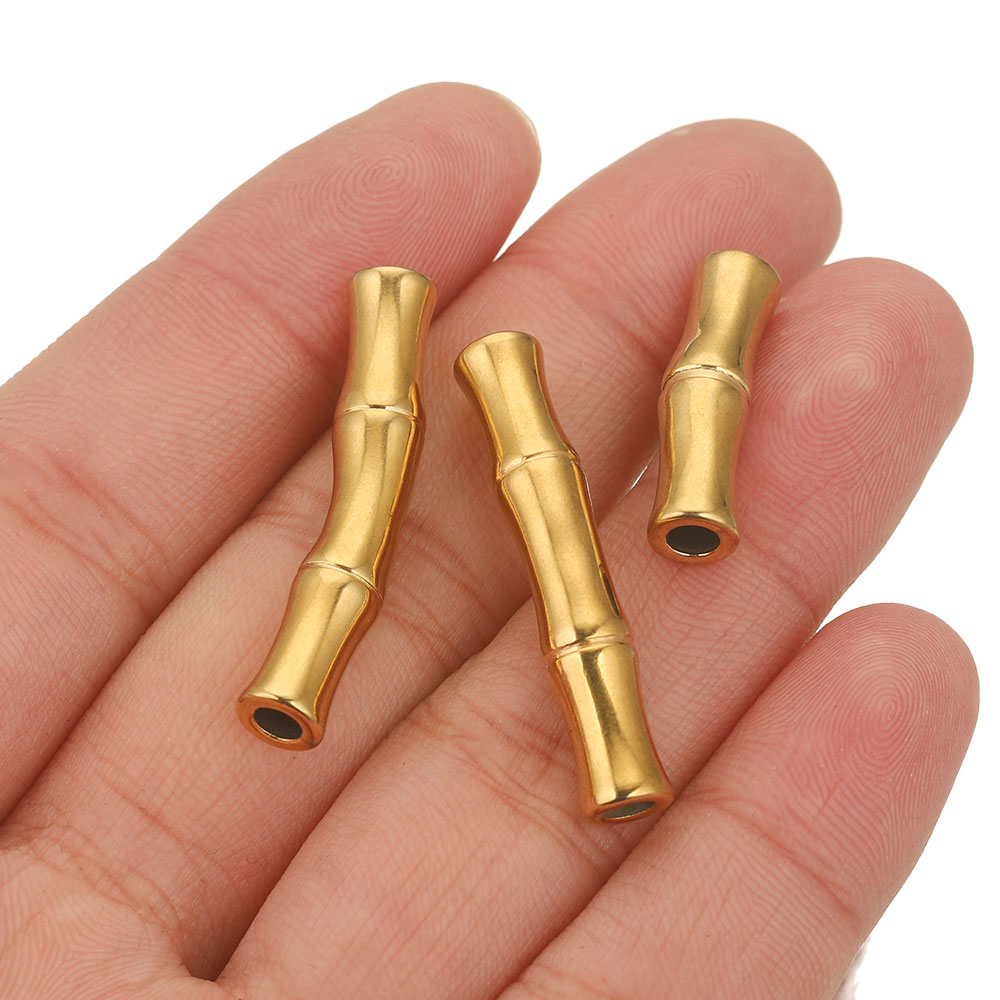 Crimp Bead Tube - 5pcs สแตนเลสสตีลโค้ง Slub หลอดสําหรับเครื่องประดับทําทองสีตรงลูกปัดสร้อยข้อมือสร้อยคอเครื่องประดับหา
