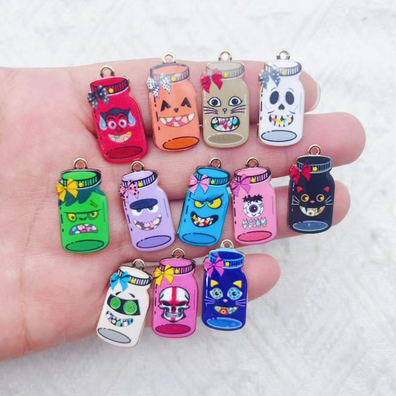 Jewelry Making Earrings - จี้ขวดพิมพ์ลายโลหะผสม 12 ชิ้น, ต่างหูทำเอง DIY, อุปกรณ์เสริมพวงกุญแจ