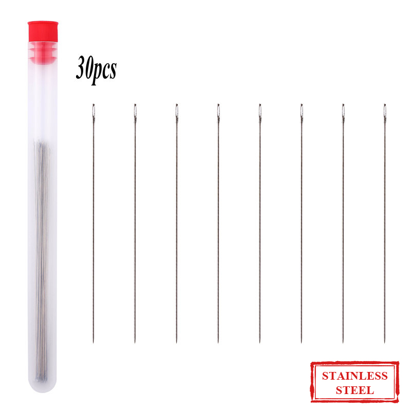 Beading Needle Fine - 8ซม.10ซม.สแตนเลสเข็มง่ายเครื่องประดับเครื่องมือทำ Beading เข็มสำหรับประดับด้วยลูกปัดเครื่องประดับ Diy ทำ30Pcs
