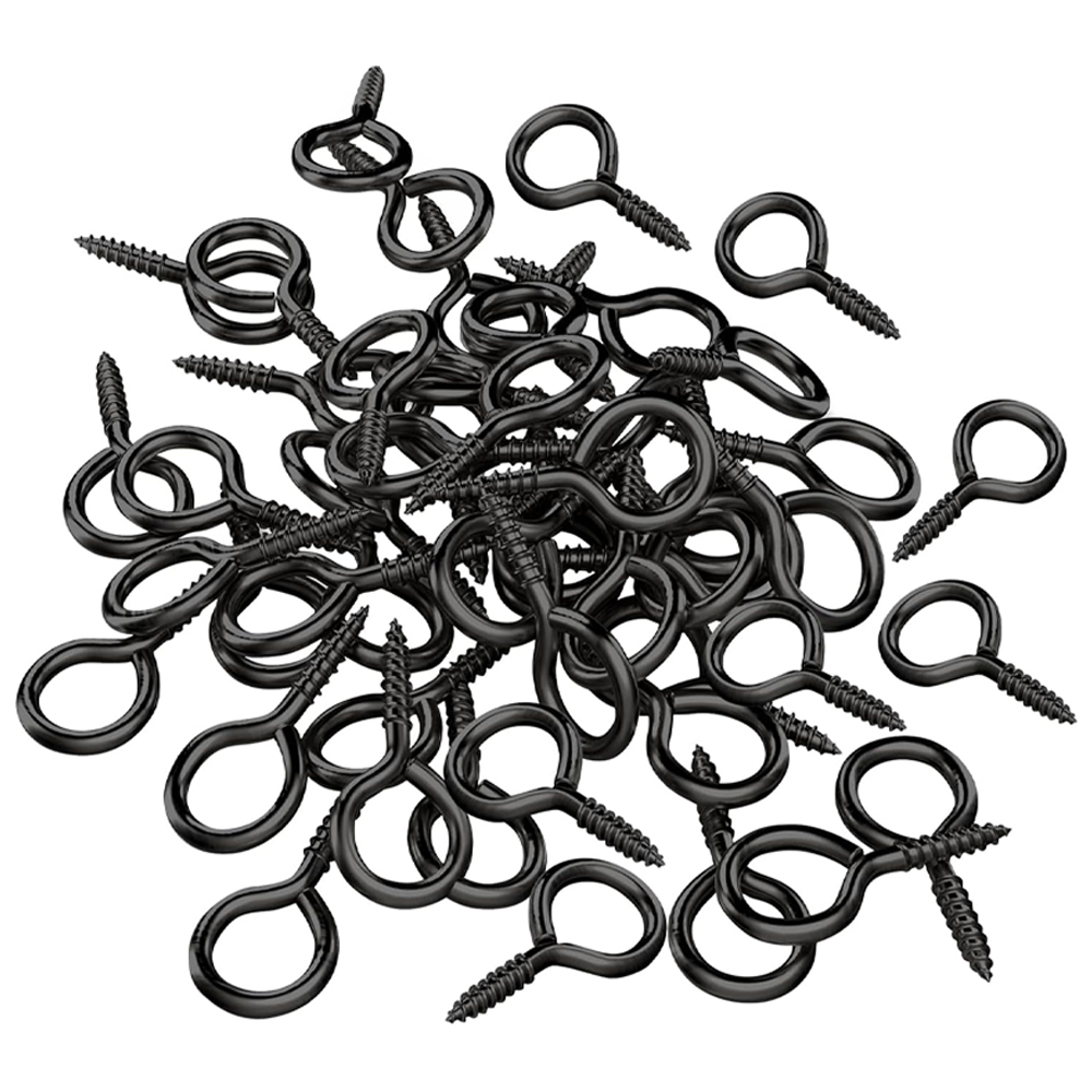 Jewelry Making Thread - หมุดตาเล็กสีดำขนาดเล็ก 200 ชิ้น/ชุด ตะขอเกี่ยวแบบเกลียวโลหะ สำหรับทำเครื่องประดับ DIY
