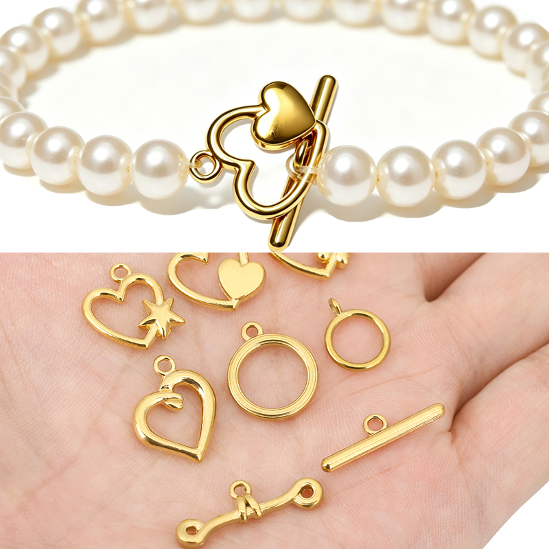Jewelry Making Necklaces - ตัวล็อคแบบ OT สแตนเลสเคลือบ PVD 5 ชุด