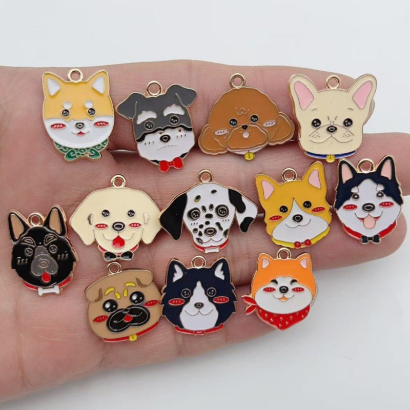 Jewelry Making Earrings - จี้โลหะผสมรูปสุนัขลายจุดการ์ตูน 12 ชิ้น สำหรับทำเครื่องประดับ DIY ต่างหู