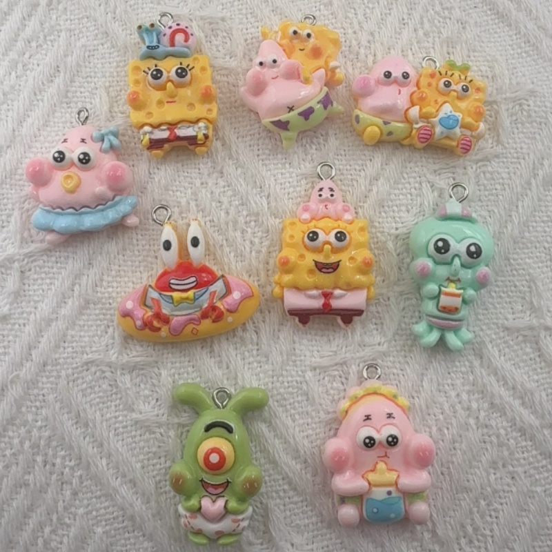 Jewelry Making Earrings - จี้เรซิ่นลายการ์ตูน 10 ชิ้น, ต่างหูทำเอง DIY, อุปกรณ์เสริมพวงกุญแจ