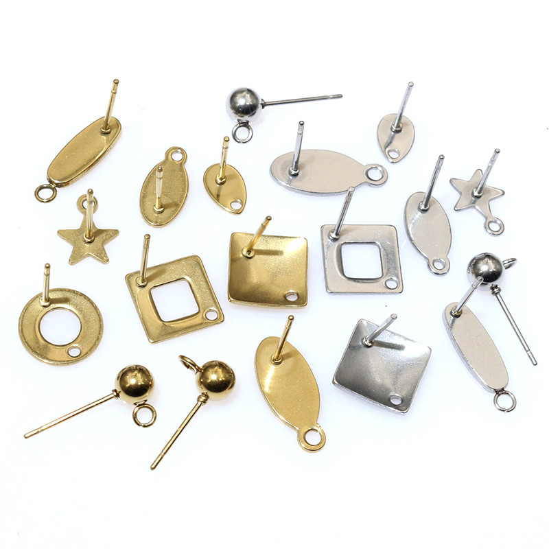 Jewelry Making Earrings - 20ชิ้นสแตนเลสหัตถกรรมต่างหูกระดุมเรขาคณิตเหลี่ยมต่างหูโพสต์เชื่อมต่อสำหรับ DIY ต่างหูเครื่องประดับทำอุปกรณ์