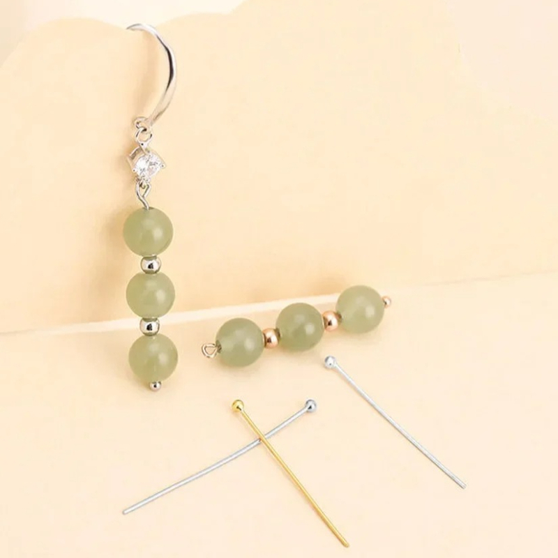Jewelry Making Jig - หมุดลูกปัดสแตนเลส 100 ชิ้น หัวชุบเงินชุบทอง สำหรับร้อยลูกปัด ทำเครื่องประดับ
