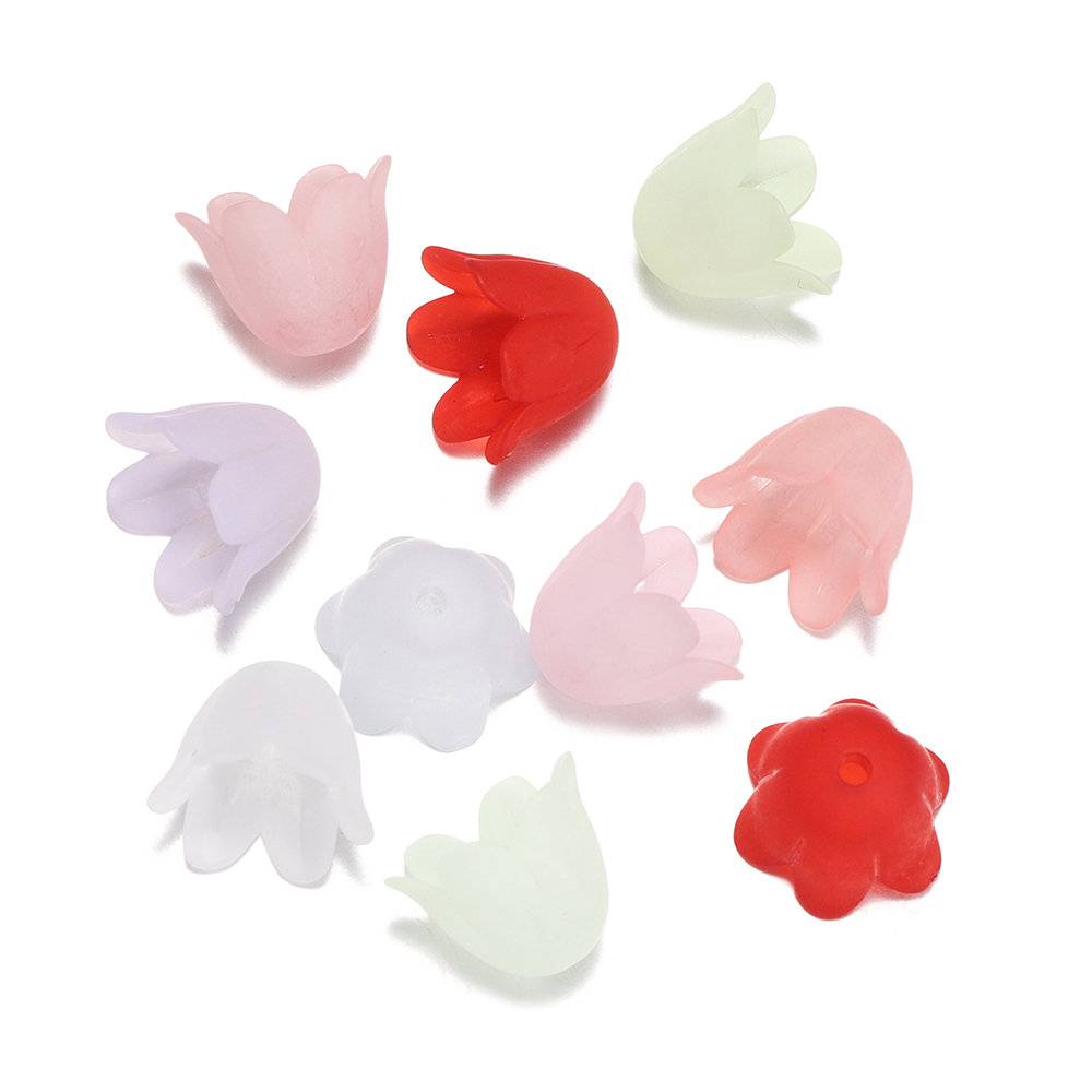 Bead Cap Flower - ลูกปัดอะคริลิกรูปดอกเบลล์ฟลาวเวอร์หลากสี ขนาด 8.5x11 มม. จำนวน 50