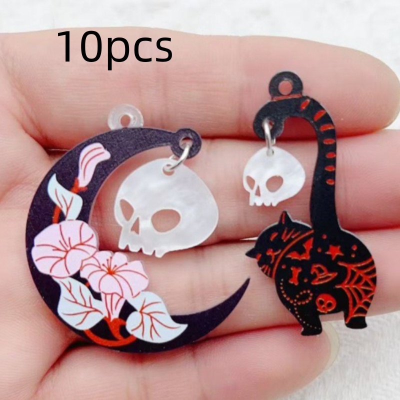 10 ชิ้น จี้อะคริลิคฮาโลวีน รูป - Jewelry Making Earrings บทวิจารณ์และราคา