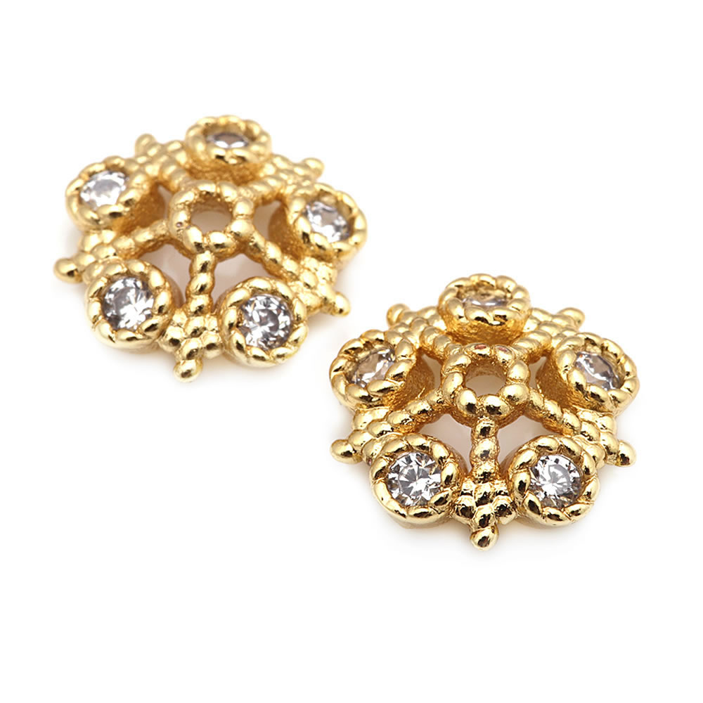 18K Gold สีทองเหลืองและเพทายดอ - Bead Cap Flower บทวิจารณ์และราคา