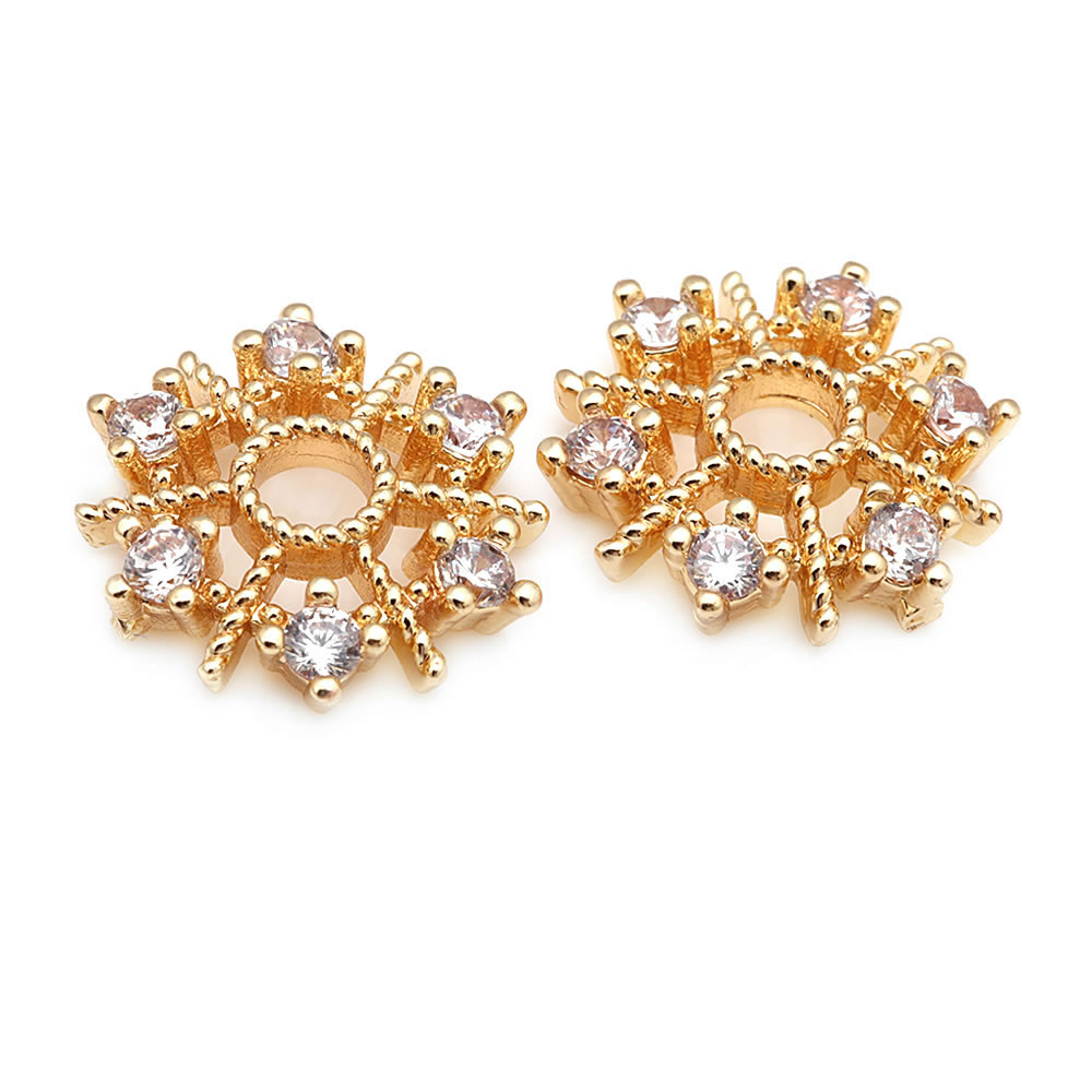 18K Gold สีทองเหลืองและเพทายดอ - Bead Cap Flower บทวิจารณ์และราคา