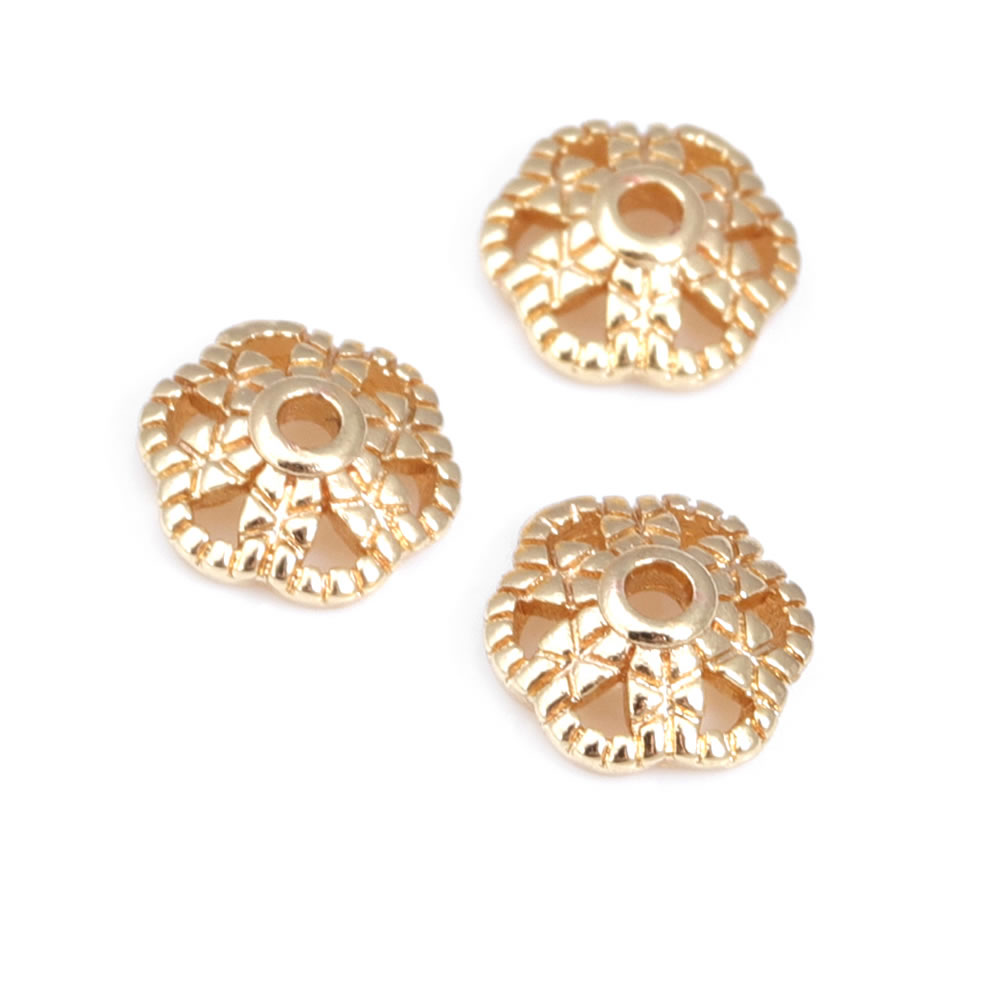 18K Gold สีทองเหลืองดอกไม้ลูกป - Bead Cap Flower บทวิจารณ์และราคา