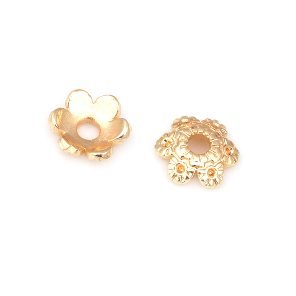 18K Gold สีทองเหลืองดอกไม้ลูกป - Bead Cap Flower บทวิจารณ์และราคา