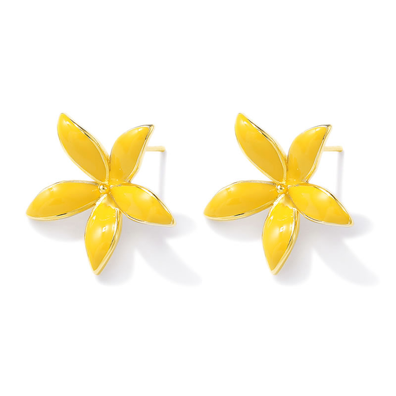 ต่างหูแบบติดหูรูปดอกไม้ทองเหลื - Jewelry Making Earrings บทวิจารณ์และราคา
