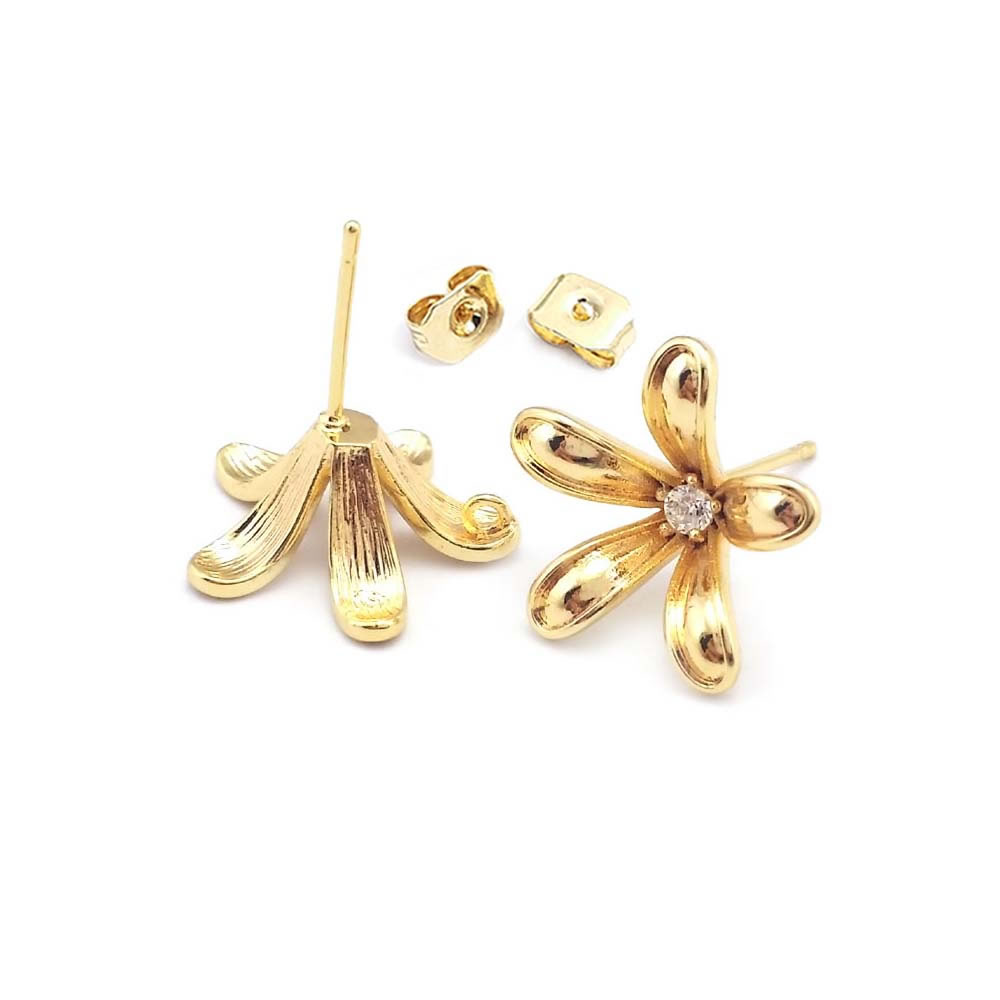 ต่างหูแบบติดหูรูปดอกไม้ทองเหลื - Jewelry Making Earrings บทวิจารณ์และราคา