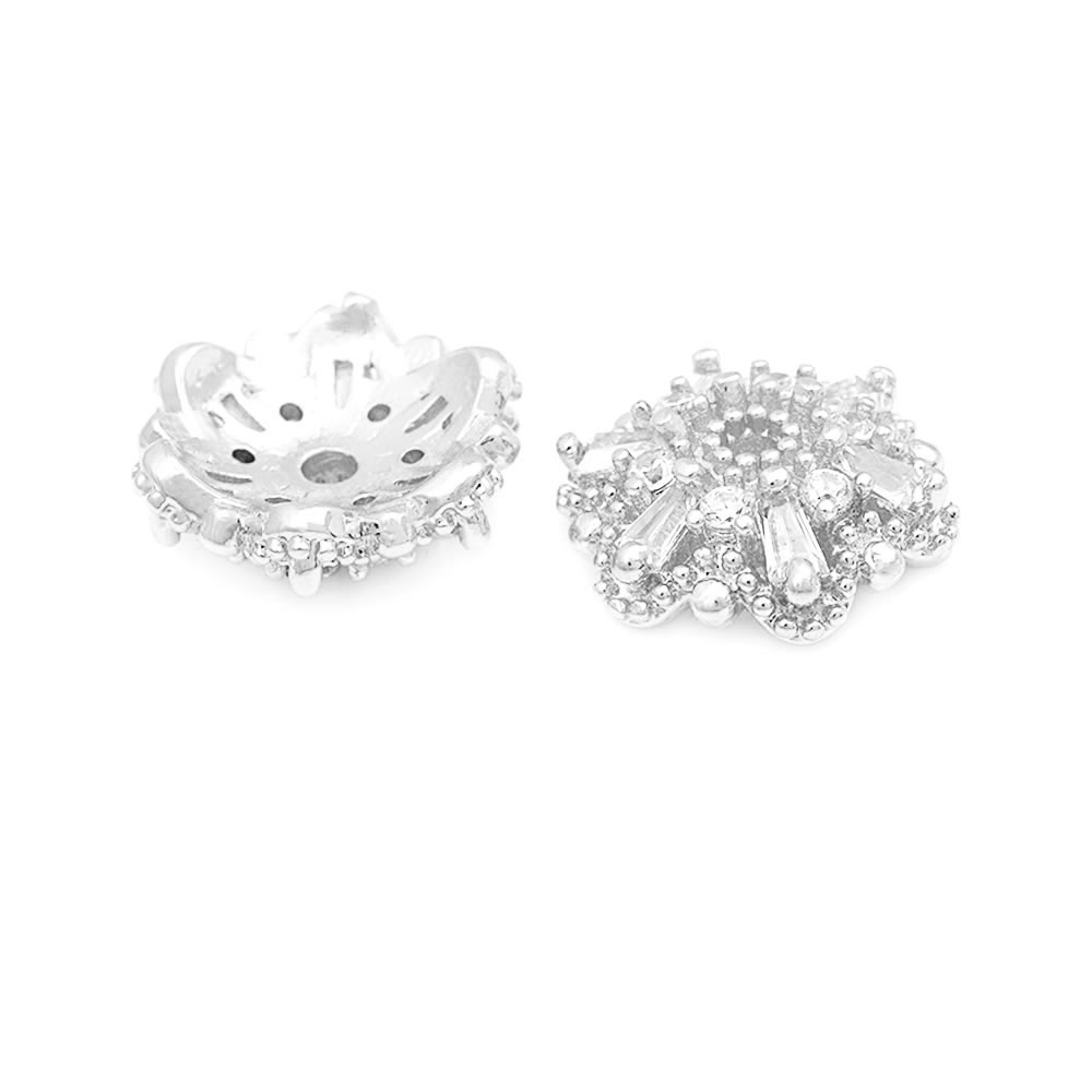 ทอง 18K สีทองเหลืองประดับเพชรซ - Bead Cap Flower บทวิจารณ์และราคา