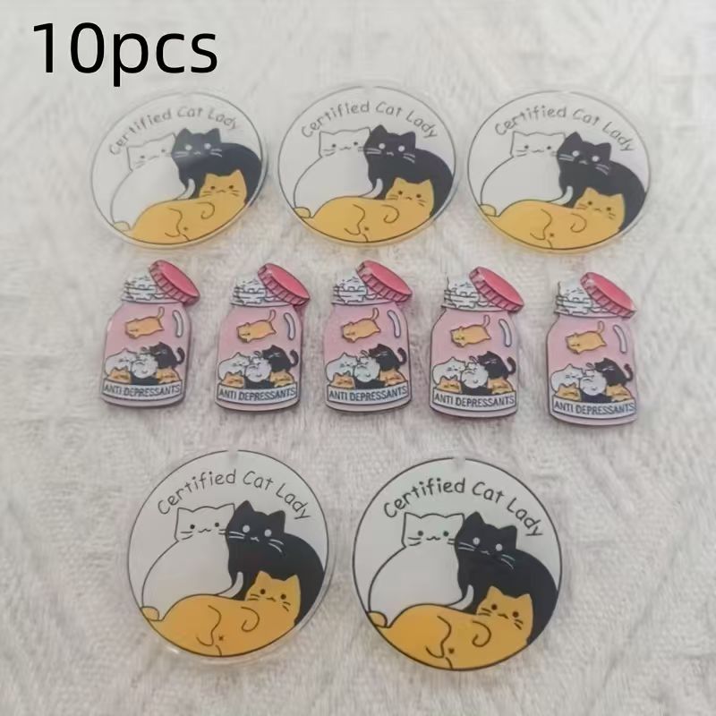 จี้อะคริลิคแมวน่ารัก 10 ชิ้น,  - Jewelry Making Earrings บทวิจารณ์และราคา