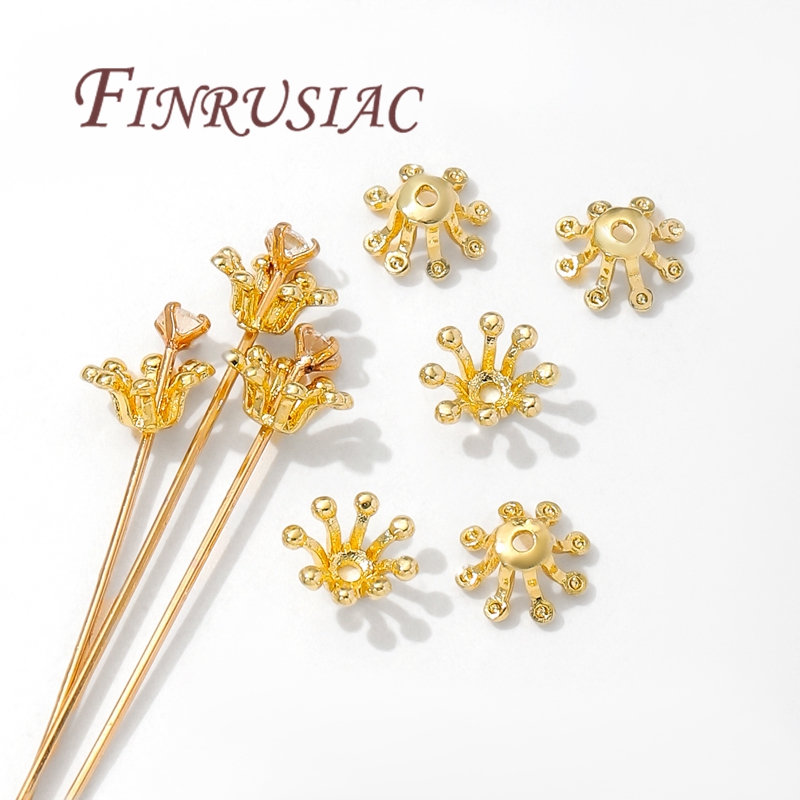 ฝาครอบลูกปัดรูปดอกไม้ชุบทอง 14 - Bead Cap Flower บทวิจารณ์และราคา