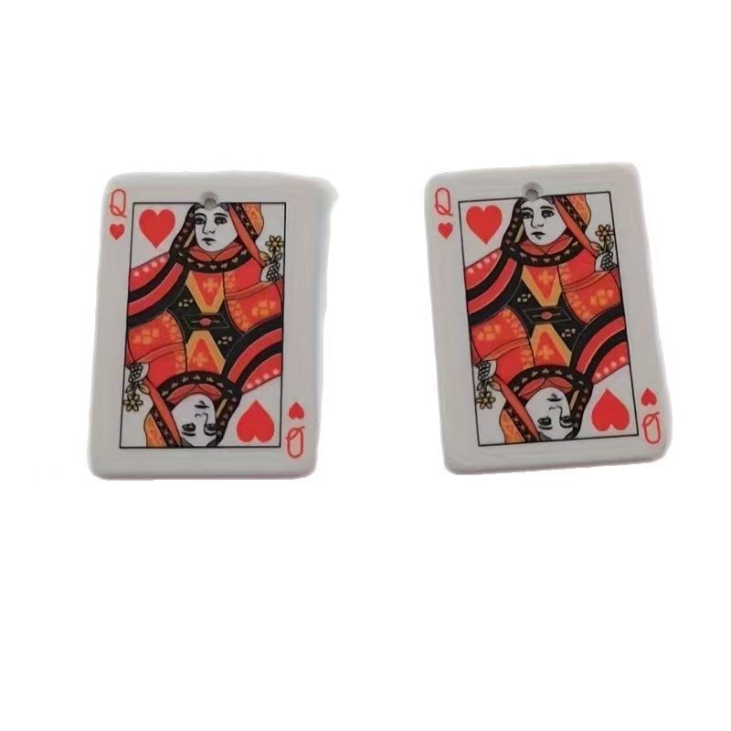 จี้อะคริลิกสองด้านรูปไพ่โป๊กเก - Jewelry Making Earrings บทวิจารณ์และราคา