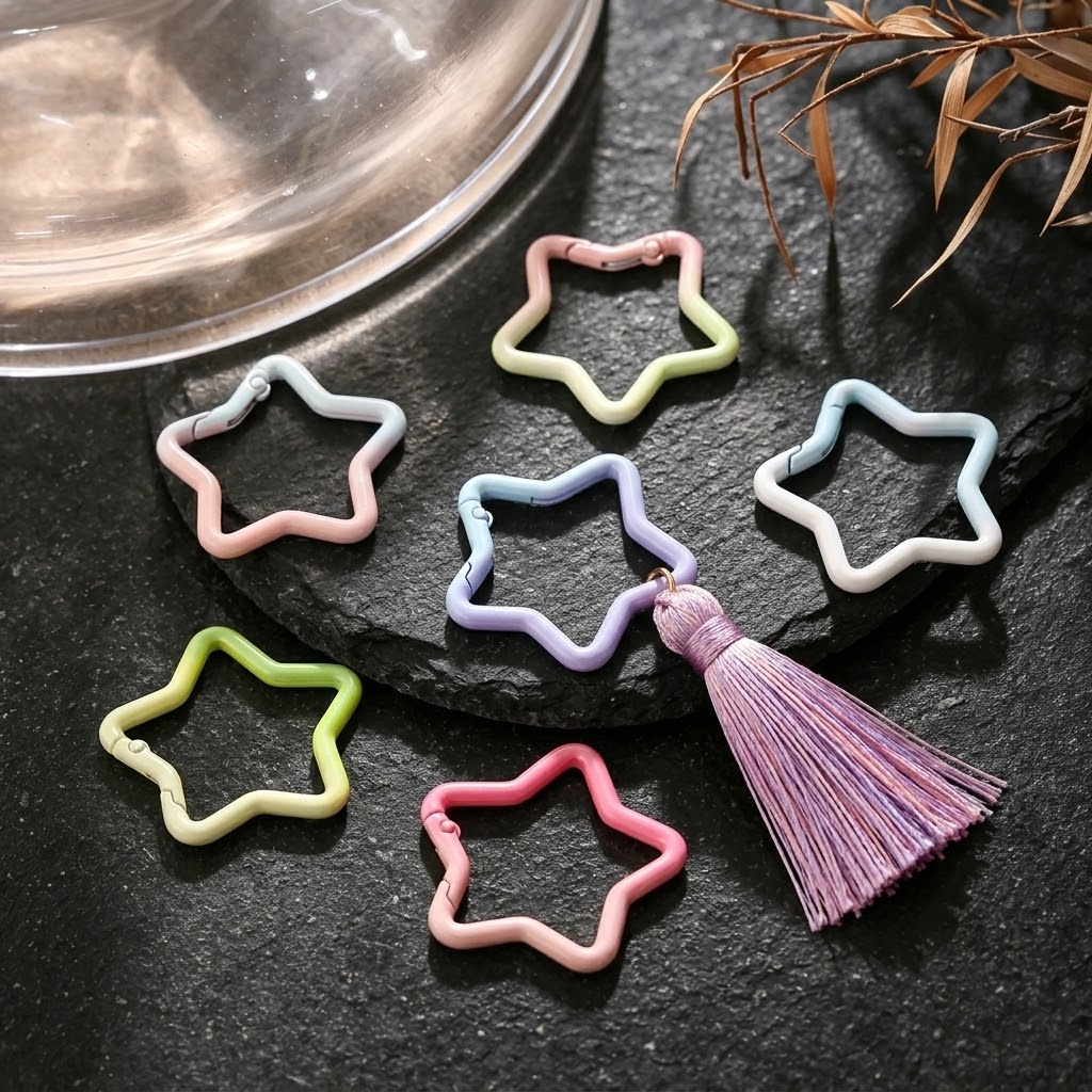 ห่วงคล้องกุญแจรูปดาวไล่สี 5 ชิ - Jewelry Making Rings บทวิจารณ์และราคา